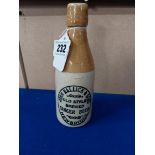 John Mallick and Sons Newbridge stoneware Ginger beer bottle. {20 cm H x 7 cm Dia}.