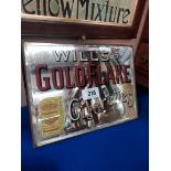 Wills's Gold Flake cigarettes advertising mirror. {90 cm H x 30 cm W}