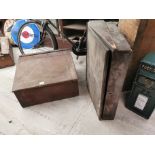 Two 19th. C. mahogany Teller's desks. {36 cm H x 68 cm W x 60 cm D} and { 26 cm H x 76 cm W x 64