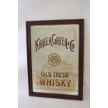 Kirker Greer & Co Old Irish Whiskey framed advertising mirror. { 150cm H X 170cm W }.
