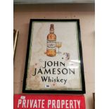 Original John Jameson Whiskey framed advertising print. { 74 cm H x 54 cm W}.