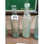 Two early 20th C. glass blob top bottles - P and H Egan Tullamore and WH O'Sullivan and Sons