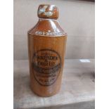 Hovenden and Orr Ltd Dublin stoneware Ginger beer bottle. {17 cm H x 7 cm Dia}