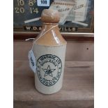 J Donohoe Enniscorthy stoneware Ginger beer bottle. { 19cm H x 7 cm Dia}