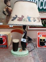 Guinness Toucan ceramic advertising lamp with original shade {43 cm H x 29 cm W}.