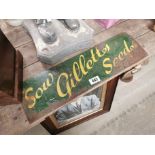 Sow Gilletts Seeds tinplate advertising sign. { 18 cm H x 50 cm W}.