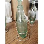 19th C blob top glass Hamilton bottle and another - A R Thwaites { 18 cm H} and {23 cm H}