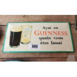 Rare Guinness celluloid advertising show card {15 cm H x 30 cm W}.