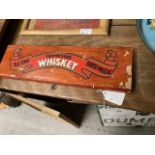 Old Time Tennessee Whiskey wooden advertising plaque. {13 cm H x 43 cm W}.