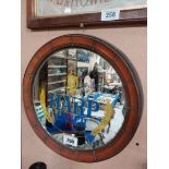 Harp Lager framed mirror in the form of a barrel. { 39 cm Dia}.