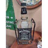 Jack Daniels 3L Whiskey bottle in cradle with original box. {39 cm H x 18 cm W x 13 cm D}.