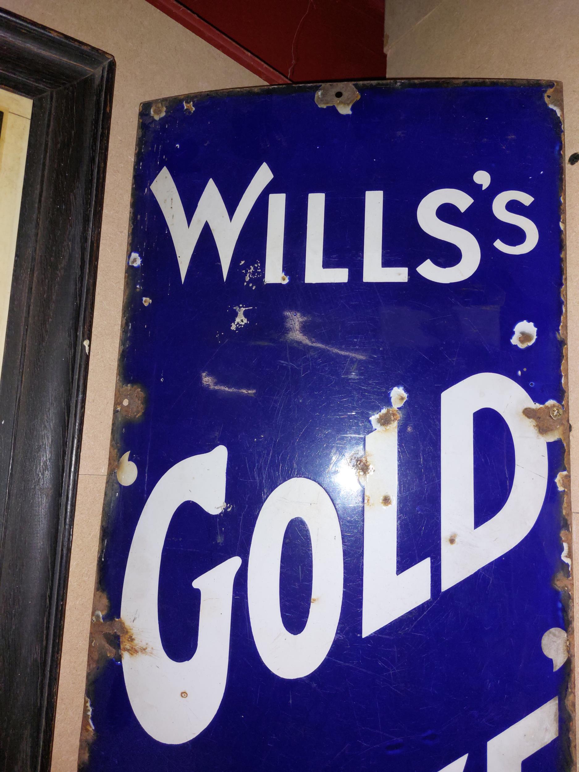 Wills's Gold Flake enamel advertising sign {90 cm H x 30 cm W}. - Image 2 of 3