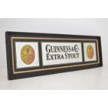 Guinness Extra Stout framed advertising mirror . { 53cm H X 170cm W }.