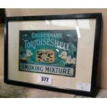 Churchman's Tortoise Shell framed advertisement. {22 cm H x 30 cm W}.