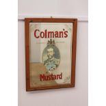 Colman's Mustard framed pictorial advertsing mirror { 91cm H X 65cm W }.