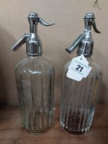 Two Thwaites Mineral Waters syphons. {32 cm H}.
