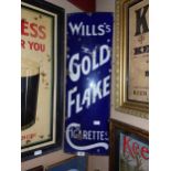 Wills's Gold Flake enamel advertising sign {90 cm H x 30 cm W}.