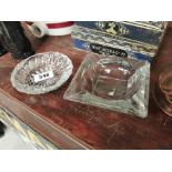 Two cut glass ash trays.