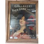 Gallaghers Rich Dark Honeydew framed showcard. { 67 cm H x 52 cm W}