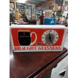 Perspex Draught Guinness light up advertising clock { 18 cm H x 36 cm W x 7 cm D}.