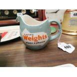 Players Weights - Always A Pleasure Cigarettes ceramic advertising jug {11 cm H x 16 cm W x 11 cm