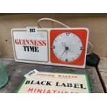 Guinness Time Perspex advertising clock {13 cm H x 30 cm W x 18 cm D}.