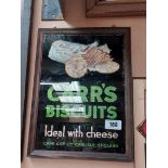 Carr's Biscuits Ideal With Cheese framed reverse painted glass advertisement. { 40 cm H x 30 cm W}.