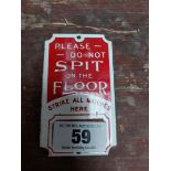 "Please do not spit on the floor" enamel matchstrike . {12 cm H x 7 cm W}.