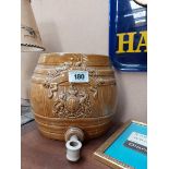 19th. C. ceramic Whiskey dispenser. {22 cm H X 24 cm W}.