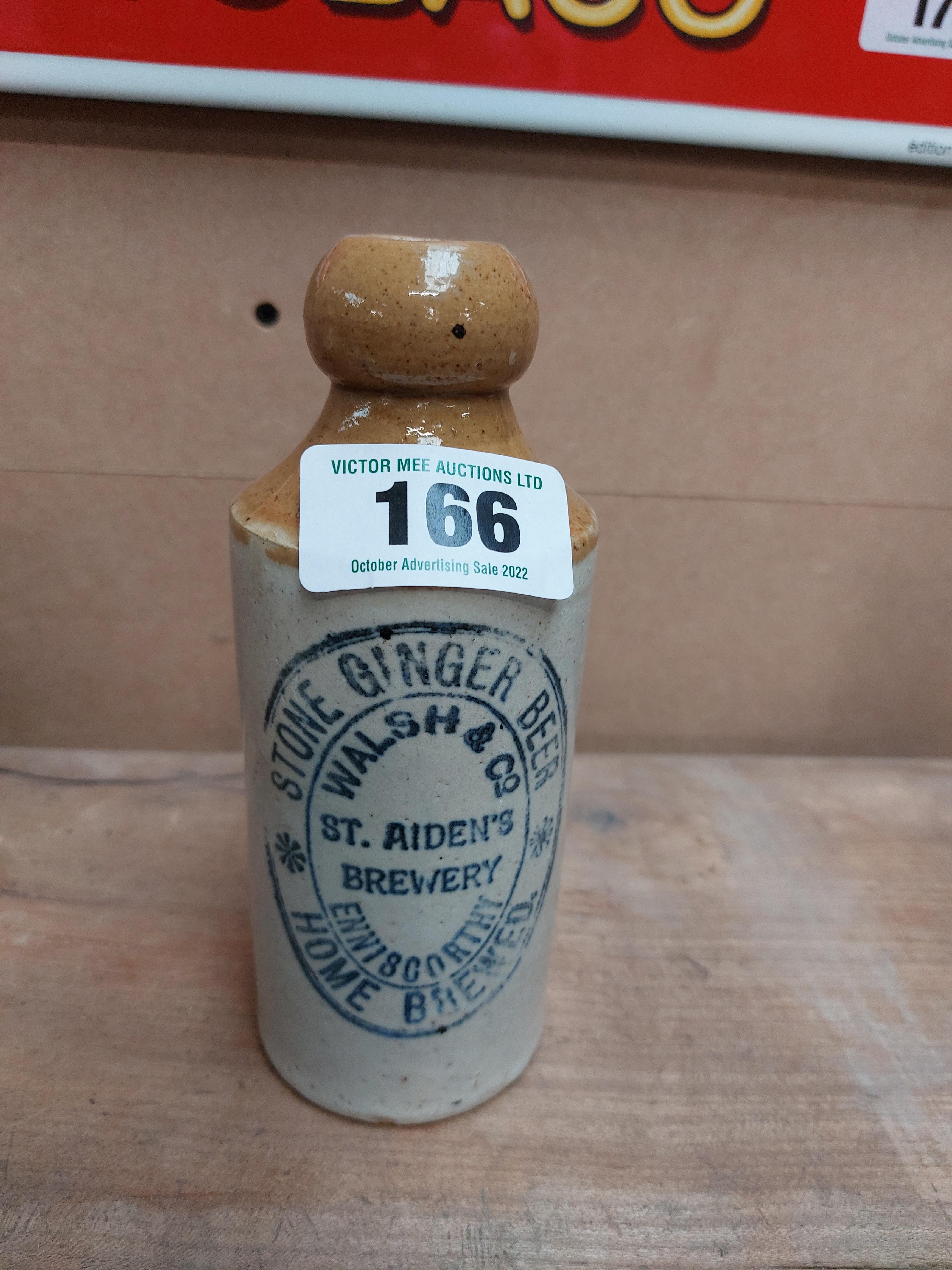 Ginger Beer St Aidan's Brewery Enniscorthy stoneware Ginger beer bottle. {17 cm H x 7 cm Dia}.