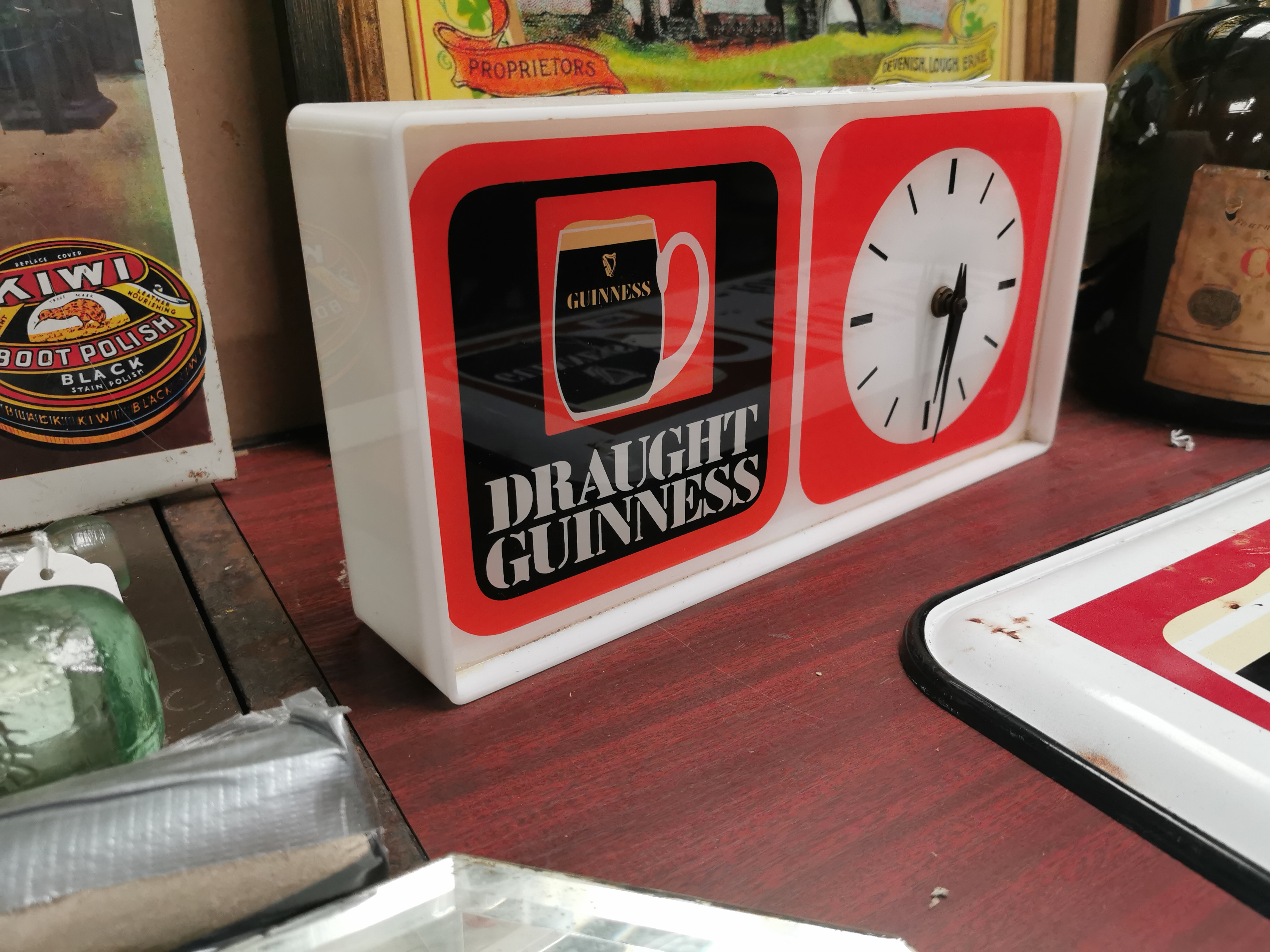 Draught Guinness perspex advertising clock { x 36 cm W x 7 cm D}. - Image 2 of 2