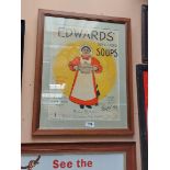 Edward's Soup advertising framed showcard. { 66 cm H x 51 cm W}.