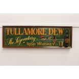 Tullamore Dew The Lengendary Irish Whiskey Est 1829. wooden advertising sign { 28cm H X 120cm W X