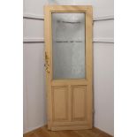 Painted bar door with etched frosted glass panel. { 214cm H X 80cm W X 4cm D }.
