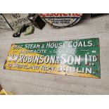 Original Enamel Best Steam and House Coals W W Robinson and Sons Ltd 19 Westland Road Dublin