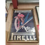 Pneumatici Moto Cord Pirelli framed advertising print. {106 cm H x 72 cm W}