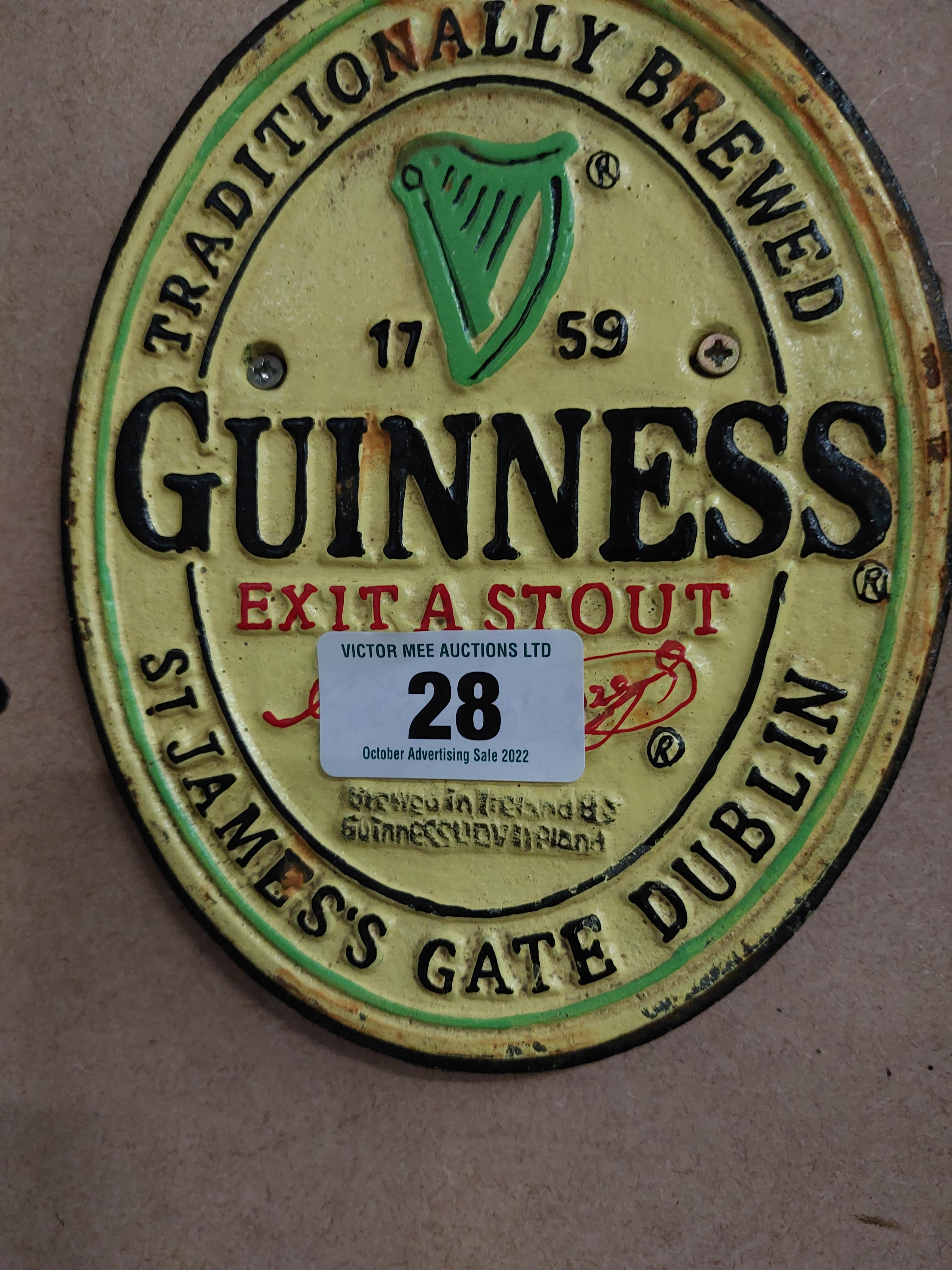 Guinness Extra Stout cast iron wall sign. {19 cm H x 15 cm W}. - Image 3 of 3