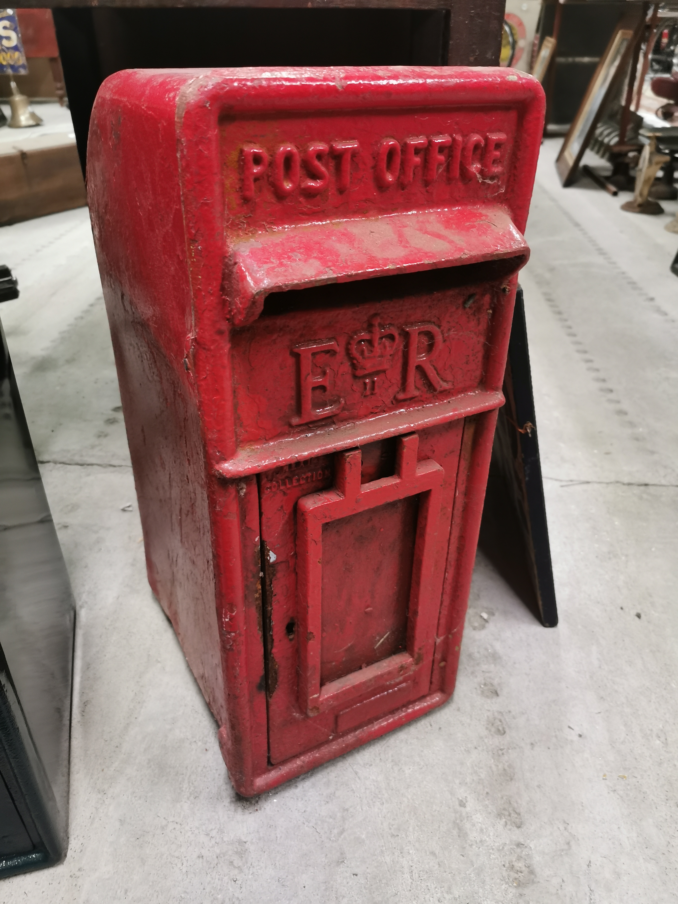 Cast iron metal Post Box. {63 cm H x 27 cm W x 34 cm D}.