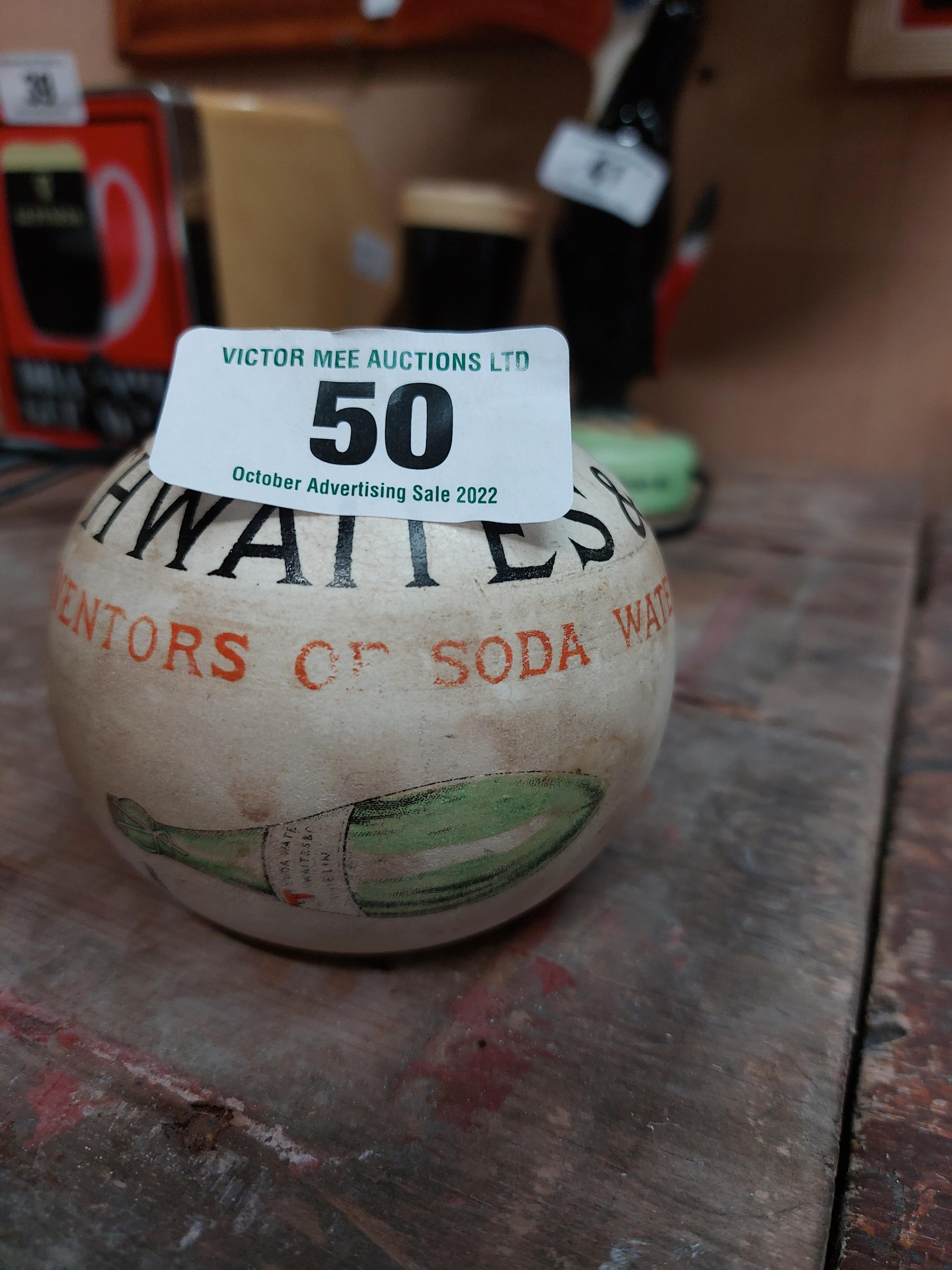 Early 20th C. Thwaites Soda Dublin Stoneware match holder.. { 7 cm H x 9 Dia}. - Image 4 of 6