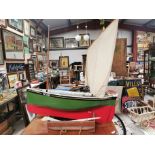 Model of Fishing Boat on Stand St Patrick No 66 {110 cm H x 102 cm W x 34 cm D}.