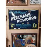 Original Act like Magic Beechams Powders enamel advertising sign. {50 cm H x 76 cm W}.
