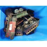 Collection of early Meccano tin plate train engines carriages etc.