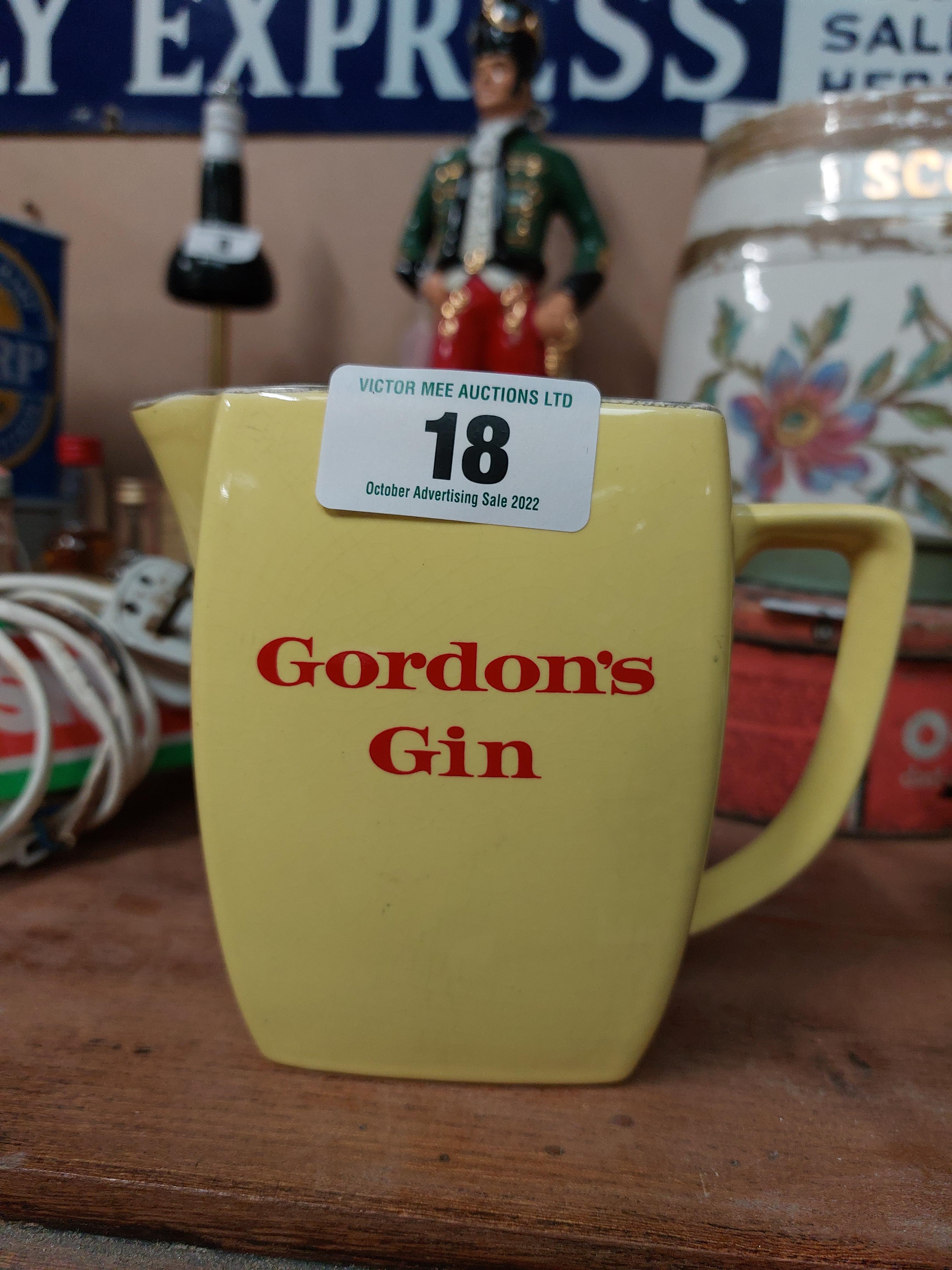 Gordon's Gin ceramic advertising water jug {13 cm H x 15 cm W x 9 cm D}.