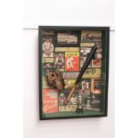 Baseball Memorabilia montage mounted in a glazed case. { 90cm H X 65cm W X 10cm D }.