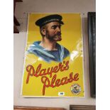 Player's Please tinplate advertising sign. {74 cm x 30 cm W}.