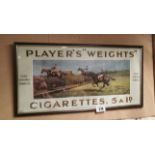 Player's Weights Cigarettes framed showcard. { 33 cm H x 61 cm W}.