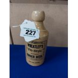 Wheatley's Old Style Ginger Beer stoneware Ginger beer bottle. {17 cm H x 7 Dia}.
