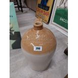 Three gallon Pope Bros Waterford and Cardiff stoneware flagon. {42 cm H x 24 cm Dia}.