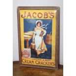 Jacob's Original & Best Cream Crackers tinplate advertising sign { 30cm H X 20cm W }.