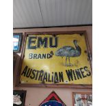 Emu Brand Australian Wine enamel advertising sign. {81 cm x 96 cm W}.